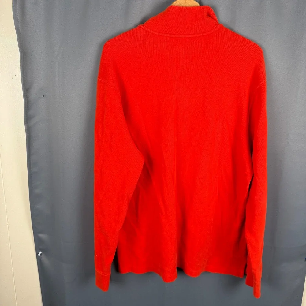 Polo Ralph Lauren Mens XL Red Quarter Zip Pullover Ribbed Cotton Sweater